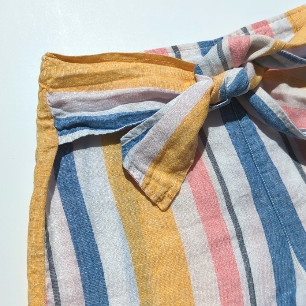 C&C California Multicolor Striped Lightweight Linen High Waisted Summer Shorts 8 - Picture 2 of 12